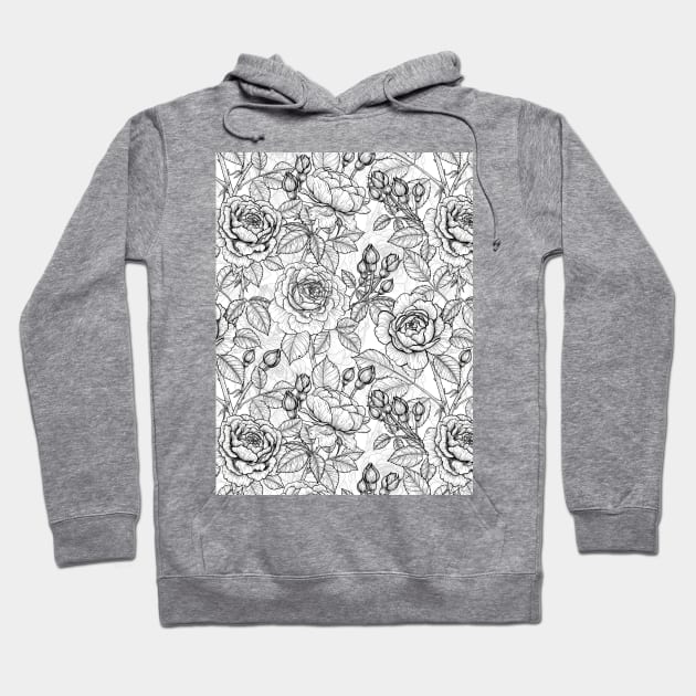 Roses on black and white Hoodie by katerinamk